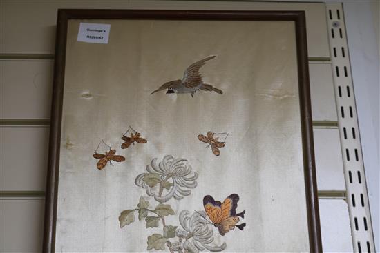 A pair of Chinese silkwork panels 107 x 29cm